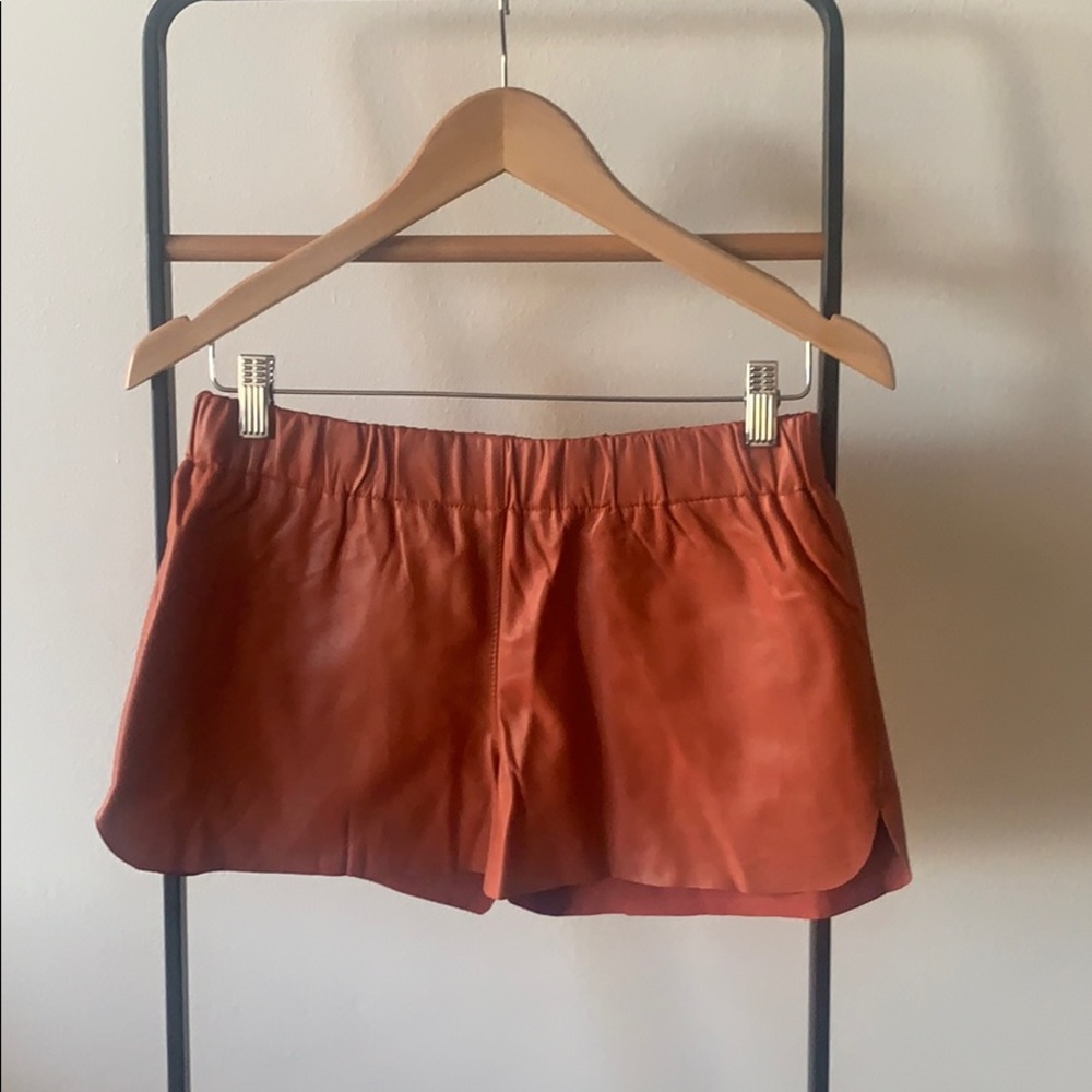 LA Made Burnt Sienna Leather Track Shorts